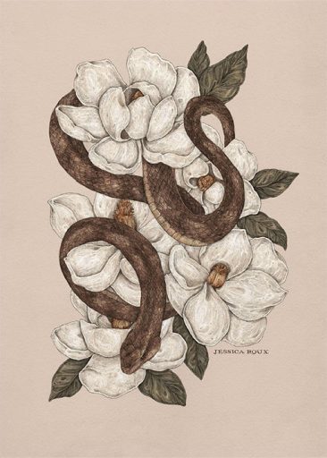Snake and Magnolias door Jessica Roux